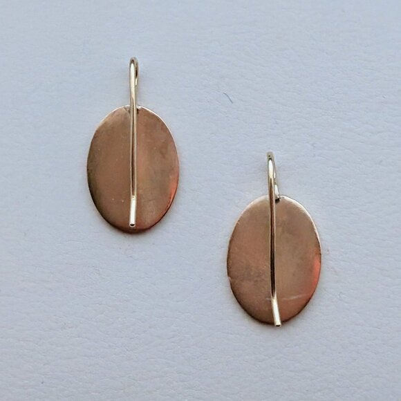 Vintage Solid 14K Yellow Gold Engravable Mirror Finish Dangle Drop EARRINGS - Picture 7 of 8